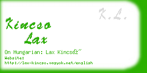 kincso lax business card